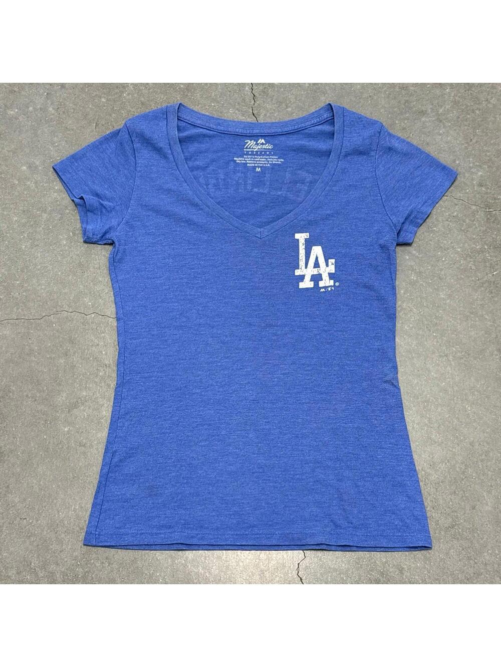 Majestic Threads Los Angeles Dodgers Bellinger V Neck T Shirt Top